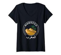 Donna Marocco Sahara Desert Palm Oasis Heritage Maglietta con Collo a V