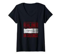 Donna Maron Color Real Ones Move in Silence Maron Graphic Maglietta con Collo a V
