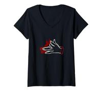 Donna Maroon Red Borgogna Feed The Wolf Within Maroon Rosso Borgogna Maglietta con Collo a V