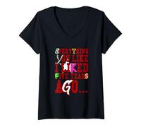 Donna Maroon Rosso Borgogna Colore Catch Up Maroon Rosso Borgogna Maglietta con Collo a V