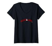 Donna Maroon Rosso Borgogna Colore Peace&Love. Maroon Rosso Borgogna Maglietta con Collo a V