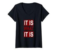 Donna Maroon Rosso Borgogna It's Like That Maroon Rosso Borgogna Maglietta con Collo a V