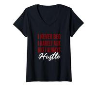 Donna Maroon Rosso Borgogna Raramente Mai Sempre Hustle Maroon Maglietta con Collo a V
