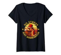 Donna Marrakech Camel Sunset Morocco Flag Marrakesh Lovers Maglietta con Collo a V