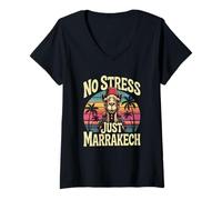 Donna Marrakech Camel Sunset Morocco Flag Marrakesh Lovers Maglietta con Collo a V