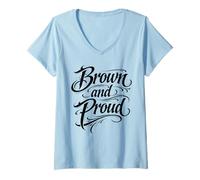 Donna Marrone E Orgoglioso Messicano Raza Chicano Oldies Latino Pride Mex Maglietta con Collo a V