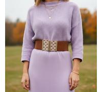 Donna Marrone Elastico Cintura Glam Celebrità Moda Bling Piazze Fibbia S M