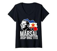 Donna Marsal Josip Broz Tito Jugoslavia Jugoslavia SFRY Maglietta con Collo a V