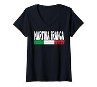 Donna Martina Franca City Italia Vintage Bandiera Italia Viaggi Amanti Maglietta con Collo a V