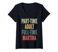 Donna Martina Personalized Retro Girls Part-Time Martina Name Maglietta con Collo a V