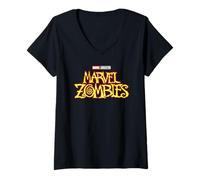 Donna Marvel Animation Marvel Zombies Official TV Series Logo Maglietta con Collo a V