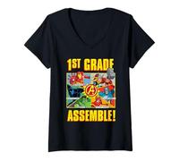 Donna Marvel Avengers 1st Grade Assemble! First Day Back to School Maglietta con Collo a V