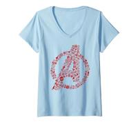 Donna Marvel Avengers Christmas Avengers Logo from Small Icons Maglietta con Collo a V