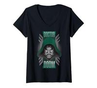 Donna Marvel Avengers Doomsday Doctor Doom Pop Art Mask & Cowl Maglietta con Collo a V