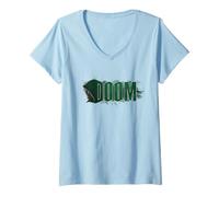 Donna Marvel Avengers Doomsday Doom Doctor Doom Mask And Cowl Maglietta con Collo a V