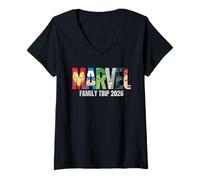 Donna Marvel Avengers Family Trip 2026 Matching Vacation Logo Maglietta con Collo a V