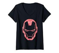 Donna Marvel Avengers Iron Man Helmet Rose Filled Silhouette Maglietta con Collo a V