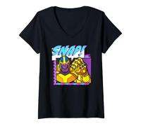 Donna Marvel Avengers Snap! Large Text Thanos Infinity Gauntlet Maglietta con Collo a V