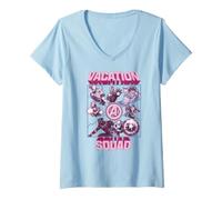 Donna Marvel Avengers Vacation Squad Assemble Avengers Heros Maglietta con Collo a V