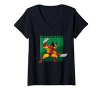 Donna Marvel Cosmic Invasion X-Men Wolverine Retro Pixel Graphics Maglietta con Collo a V