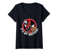 Donna Marvel Deadpool It's My 30th Birthday Party Funny Maglietta con Collo a V