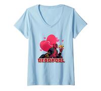 Donna Marvel Deadpool Valentine's Day Love Chimichangas Big Logo Maglietta con Collo a V