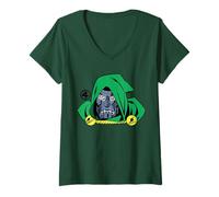 Donna Marvel Fantastic Four Doctor Doom Big Face Villain Costume Maglietta con Collo a V