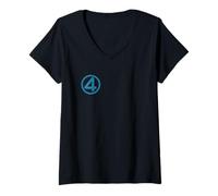 Donna Marvel Fantastic Four: First Steps 4" Chest Logo Costume Maglietta con Collo a V