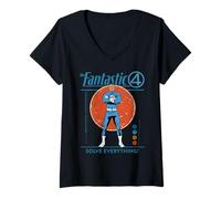 Donna Marvel Fantastic Four: First Steps Mister Fantastic Retro Maglietta con Collo a V