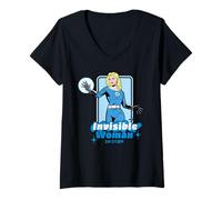 Donna Marvel Fantastic Four: First Steps Team Invisible Woman Maglietta con Collo a V