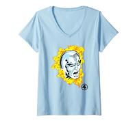 Donna Marvel Fantastic Four Silver Surfer Big Face Costume Maglietta con Collo a V