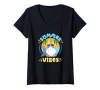 Donna Marvel Jeff The Land Shark Summer Vibes Beach Vacation Maglietta con Collo a V