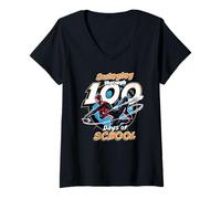 Donna Marvel Miles Morales Spider-Man 100 Days of School 100th Day Maglietta con Collo a V