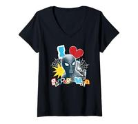Donna Marvel Spider-Man: Brand New Day I Love Spider-Man Collage Maglietta con Collo a V