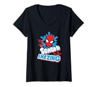 Donna Marvel Spider-Man Christmas 'Tis The Season to be Amazing Maglietta con Collo a V