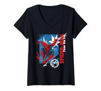 Donna Marvel Spider-Man: Day Comic Panel of Spider-Man Maglietta con Collo a V