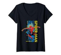 Donna Marvel Spider-Man: Day Peter Parker NY Great Power Maglietta con Collo a V
