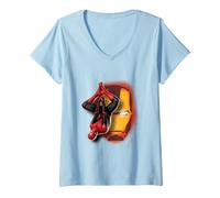 Donna Marvel Spider-Man Far from Home Spidey & Iron-Man Mural Maglietta con Collo a V