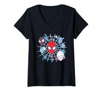 Donna Marvel Spider-Man Team Spidey Big Face Collage Maglietta con Collo a V