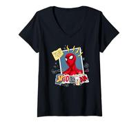 Donna Marvel Spider-Man When I Grow Up Torn Paper Collage Maglietta con Collo a V