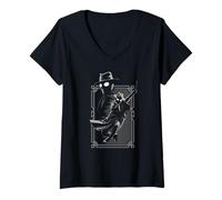 Donna Marvel Spider-Noir Web Swing Black & White Art Deco Frame Maglietta con Collo a V