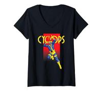 Donna Marvel Studios X-Men '97 Cyclops Intro Pose & Logo Maglietta con Collo a V