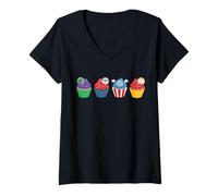 Donna Marvel Super Heroes Avengers Cupcakes Birthday Party Gift Maglietta con Collo a V