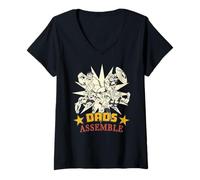 Donna Marvel Super Heroes Avengers Dads Assemble Father's Day Maglietta con Collo a V