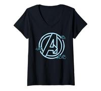 Donna Marvel Super Heroes Avengers Icon Summer Vacay Beach Waves Maglietta con Collo a V