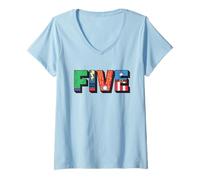 Donna Marvel Super Heroes Avengers Numbers 5 Fifth 5th Birthday Maglietta con Collo a V