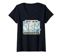 Donna Marvel Super Heroes Best Mom in The Universe Mother's Day Maglietta con Collo a V