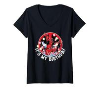 Donna Marvel Super Heroes Deadpool It's My Birthday Party Crash Maglietta con Collo a V