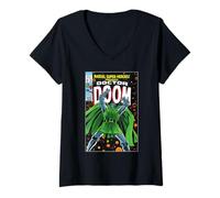 Donna Marvel Super Heroes Doctor Doom Retro Vintage Comic Cover Maglietta con Collo a V