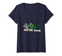 Donna Marvel Super Heroes Doctor Doom Villains Graffiti Tag Style Maglietta con Collo a V